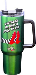 Spoontiques Wizard of Oz Stainless Steel Travel Mug, 40oz - Double Wall Insulation, Sturdy Handle, Sliding Lock Travel Lid - Ruby Slippers by Spoontiques
