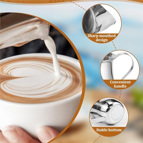 Stainless Steel Milk Pitcher Creamer with Handle Rustproof Frothing Cup Jug(900ml 1pcs) - Image 2