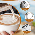 Stainless Steel Milk Pitcher Creamer with Handle Rustproof Frothing Cup Jug(900ml 1pcs) - Image 2