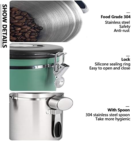 Coffee Canister Stainless Steel Airtight Storage Container with Scoop Date Tracker Release Valve Coffee Jar Food Storage Canister for Coffee Beans Sugar Tea Candy,Silver,2L - Image 6