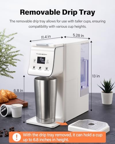 Coffee Maker Hot & Iced With Bold Setting,Single Serve Coffee Maker For K Cup And Grounds,52 Oz Removable Water Tank,6-14 Oz Brew Sizes,One Cup Kcup Coffee Machine With Reusable Filter, White - Image 7