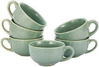 Coffeezone Set of 6 Cups Vintage Design 12 oz Professional Barista Ceramic Latte Art Cappuccino Cups Set (Green * 6) by Coffeezone