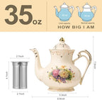 YOLIFE Flowering Shrubs Teapot with Infuser, 35 OZ / 4 Cup Tea Pot - Image 2