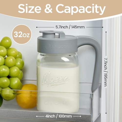 Mason Jar Pitcher, 2 pcs 32 oz (1 quart), Glass Pitcher with Lid - Image 2