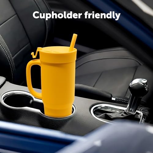 Silipint 32oz Silicone Tumbler with Handle Flip Lid and Straw – BPA-Free Non-Toxic Unbreakable Freezer Microwave Dishwasher Safe Tumbler – Perfect for Tea Cold Water Smoothies Pack of 4 - Image 4
