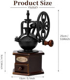 Vintage Manual Coffee Grinder with Cast Iron Ferris Wheel Hand Crank, Wooden Coffee Mill with Ceramic Burr, Adjustable Grind Size for Espresso, French Press, Pour Over, Home Barista Coffee Gift - Image 3