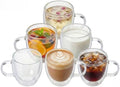 MESNEY Double Wall Insulated Espresso Cups & Mugs, Set of 6, 6.7 oz, Clear Glass for Coffee, Latte, Macchiato, Cappuccino & Tea, Dishwasher Safe by MESNEY