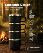 6 oz Stackable Mug, Stainless Steel cup with handle, Vacuum Insulated Espresso/Coffee Mug, shot Glass Set for 2-Piece Set for Coffee, Spirits, Wine, Tea- black - Image 7