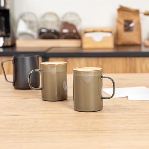 Restaurantware Glass Coffee Mug 12 Count 7 Oz Borosilicate Tea Cup with Ergonomic Handle, Dishwasher-Safe Gray Thermal Resistant Mug for Hot and Cold Drinks - Image 3