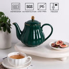 Sweejar Royal Teapot, Ceramic Tea Pot with Removable Stainless Steel Infuser, Blooming & Loose Leaf Teapot - 40 Ounce (Jade) - Image 2