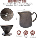 Ceramic Pour Over Coffee Maker Dripper - Uses Standard #2 & #4 Paper Filters, 450ml/15oz, Rusty, Barista Style for Home & Office - Image 2