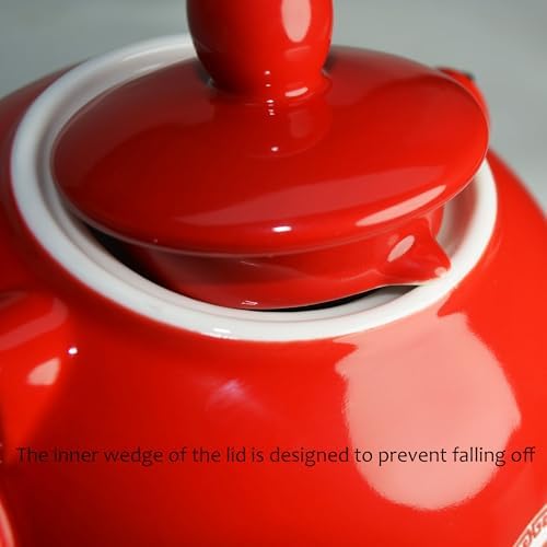 Chinese Teapot 28oz Porcelain Tea Pot Red (Double happiness Teapot) - Image 4