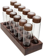 Coffee Storage Vials with Walnut Wood Base and Air Valve Wooden Lids by UONLYtech