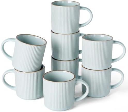 famiware Coffee Mug Set of 8, Star 12 oz Ceramic Mugs Cups Set with Handle by Famiware