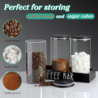 Glass Coffee Canister for Ground Coffee - 3Pcs 45oz Coffee and Sugar Container Set with Airtight Bamboo Lids and Black Tray - Farmhouse Coffee Bean Storage Jars for Coffee Bar Decor and Accessories - Image 4