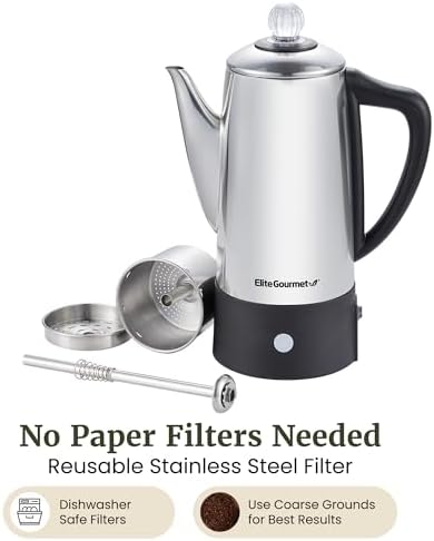 Elite Gourmet 6-Cup Electric Coffee Percolator, 1000W, Fast Brewing - Image 4