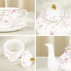 fanquare 21-Piece English Gold Vine Floral Bone China Tea Sets - Image 4