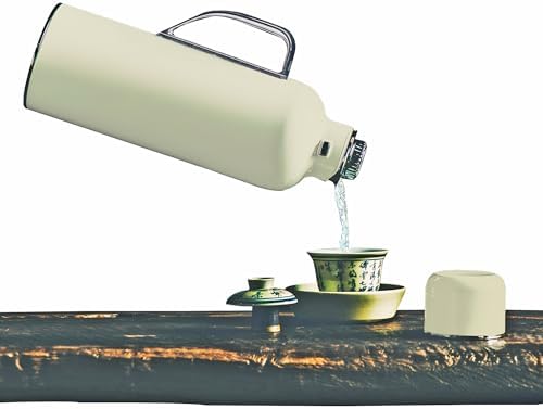 FixtureDisplays Luxury Top-of-The-line,Beige High-End Built-in Thermometer & Lid/Cup,Tripple Coated Stainless Steel Vacuum Insulated Bottle - Keeps Beverages Hot or Cold for 24 Hours,20 Oz 22147-NP by FixtureDisplays