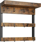 OROPY Coffee Mug Rack Wall Mounted, Rustic Wood Cups Rack, 12 Hooks & Shelf by OROPY