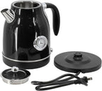 1.8 Quart Electric Tea Kettle and 2 Slice Toaster Combo, Retro Kitchen Appliance Set with Adjustable Browning and Water Temperature Gauge (Black) - Image 7