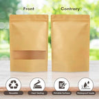 DiRose White Kraft Stand Up Pouches with Window, Reclosable Food Storage Bags, Heat Sealable Stand Up Pouch for Coffee, Candy, Nuts, Tea, Spices – 8 oz (300 Pack) - Image 4