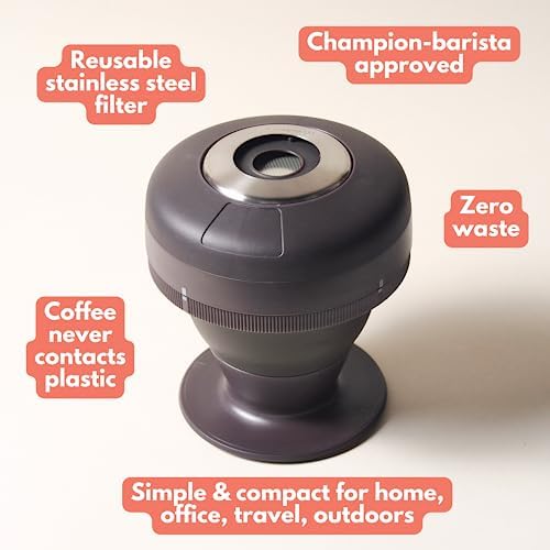 Single Serve 8oz Coffee French Press | No Coffee-Plastic Contact | Stainless Steel Filter | Portable for Home, Camping, Travel, Outdoors | Immersion Brewer/Maker for Full Flavor (Black) - Image 3