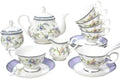 Bone China Tea Set, 21-Pieces Porcelain Tea Set for Adults, Tea Cups And Saucers for 6, with Teapot, Spoons, Sugar Bowl, Creamer Pitcher, Vintage Tea Set for Women Tea Party (Purple) by LEPOTOCLO