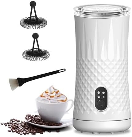 Saicefe Electric Milk Frother and Steamer, 4 in 1 Automatic Milk Frother and Milk Warmer, Hot and Cold Milk Foam Maker for Coffee, Latte, Cappuccino Silent Operation (White) by Saicefe