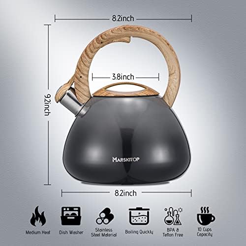 MARSKITOP Tea Kettle Stovetop Whistling, 2.6 Quart, Gray - Image 6
