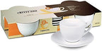Konitz Coffee Bar Coffee Cups and Saucers, 7-Ounce, White, Set of 4 by Unknown