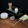 White Japanese Matcha Tea Set of 7 Ceremony Matcha Kit with Matcha Bowl(Chawan) with Pouring Spout, Matcha Whisk (Chasen), Scoop (Chashaku), Ceramic Whisk Holder, Scoop Stand，Sifter,Tea Napkin by Auerhceram