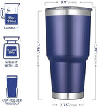 DOMICARE 30oz Tumbler Bulk with Lid and Straw, Double Wall Travel Coffee Mug, Insulated Vacuum Stainless Steel Tumblers, Powder Coated Tumbler Cup (Navy, 8) - Image 3