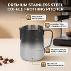 Stainless Steel Coffee Frothing Pitcher, 450ml (Gradient Silver) - Image 2