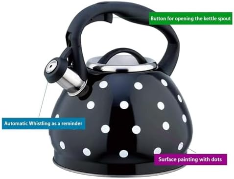 Whistling Teapot 304 Stainless Steel, Tea Kettle Stovetop, Polka Dot Teapots for Stove Top, Whistle Tea Pot with Cool Touch Ergonomic Handle - Image 5