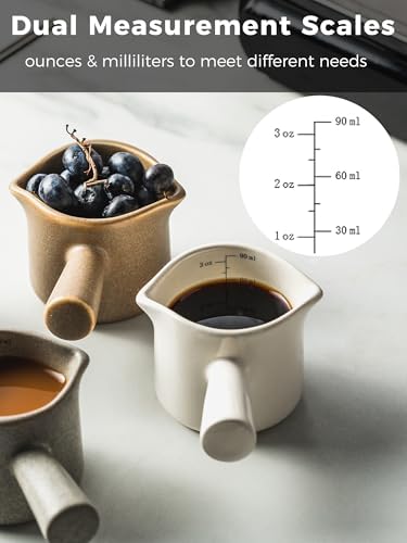 YHOSSEUN YHOJOY Espresso Measuring Cup, Ceramic Espresso Cup Double Spouts Expresso Shots Cup with Handle, Espresso Accessories, 3 Oz/ 90 Ml - Image 3