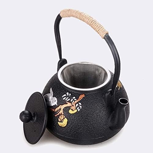 KYUSAR Japanese Cast Iron Teapot Chinese Teapot 1200ML Teapot Tea Pots Cast Iron Uncoated Process Iron Raw Iron Pot Tetsubin Tea Pot - Image 3