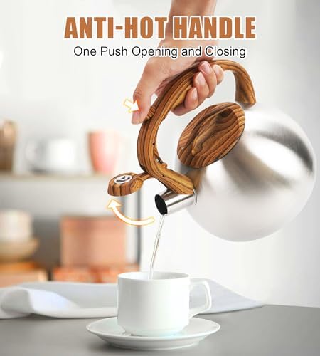 3.2Qt Stainless Steel Whistling Tea Kettle Stovetop, Silver - Image 5