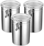 3 PCS Stainless Steel Kitchen Canisters, 62 oz Airtight Metal Food Storage Containers with Clear Clamp Lids, Coffee Bean Tea Sugar Flour Canister Set for Kitchen Pantry Counter Shelf - Image 4