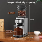 Home Coffee Grinder, Conical Burr Grinder, Stainless Steel - Image 5