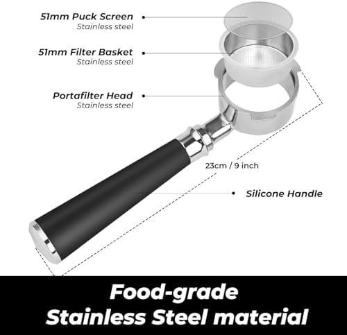 51mm Bottomless Portafilter 3 Ears Fits for CASABREWS CM5418 and 3700 Essential, Gevi 51mm 3 Ears Grouphead, Mr. Coffee Espresso and Cappuccino Machine, Includes Puck Screen, Double Shot Filter Basket - Image 4