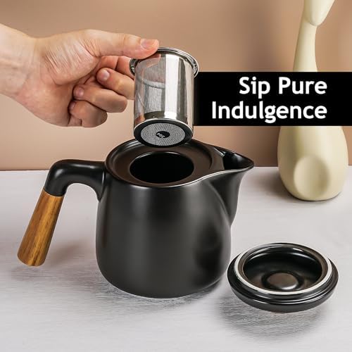 MIAMIO - Teapot Set with 4 Cups & Rack (34/10 oz) with Infuser (Black) - Image 7
