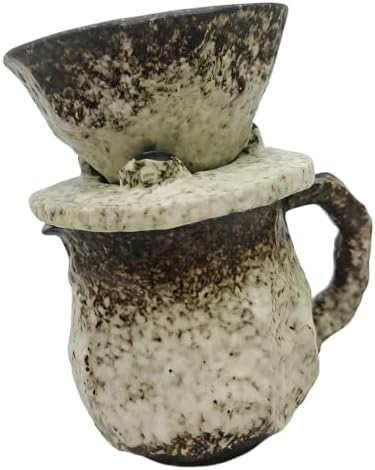 Textured Ceramic Coffee Set, Dripper Server for Morning Brewing, Vintage Glazed Look, Countertop Kitchen Display Manual Coffee Dripper Ceramic Brewer Glazed Server Countertop Brewing Set Hand Drip by Unknown