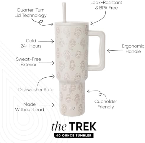 Simple Modern Disney 40 oz Tumbler with Handle and Straw Lid | Insulated Reusable Stainless Steel Water Bottle Travel Mug | Gifts for Women Men Him Her | Trek Collection | 40oz | Princess Icons - Image 2