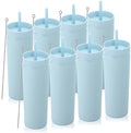 Volhoply 20oz Tumbler with Lid and Straw 8 Pack,Double Wall Plastic Skinny Tumblers Bulk,Reusable Travel Cute Coffee Mug,BPA Free Matte Acrylic Water Cups with Straw for Party,DIY Gifts(Blue, 8 Set) by LiveFully%EF%BC%8CDrinkFreely%E2%80%94KeepGoingwithVolhoply%EF%BC%81