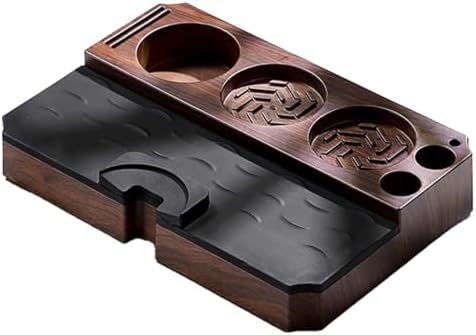 Coffee Tamper Station with Wood Grain Finish, Multifunctional Pressing Base for 51mm 53mm 58mm Portafilters, Stable Espresso Tamping Mat with Silicone Anti-Slip Layer by Unknown