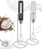 YUSWKO Rechargeable Milk Frother for Coffee with Stand, Handheld Drink Mixer with 3 Heads 3 Speeds Electric Stirrers for Latte, Cappuccino, Hot Chocolate, Egg by YUSWKO