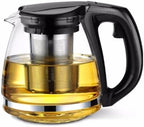 Stainless Steel Infuser Glass Teapot Black 1100ml Heat Resistant by Unknown