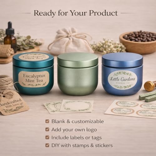 50 Pack 2 oz Round Tea Sample Tins with Lids, Odor-Resistant Tinplate Small Batch Storage Containers, Three Colors Available, for Tea, Coffee, Spices, Herbs (Matte Olive Green) - Image 2