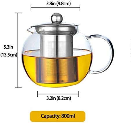 Teapot with Removable Infuser, Borosilicate Glass Tea Make with Stainless Steel Filter for Loose Tea,800ml - Image 2