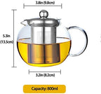 Teapot with Removable Infuser, Borosilicate Glass Tea Make with Stainless Steel Filter for Loose Tea,800ml - Image 2
